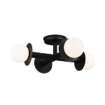 Потолочный светильник с тремя белыми матовыми стеклянными плафонами в форме шаров на черном основании Generation Lighting варинант исполнения - 2 | Loft Concept в Москве