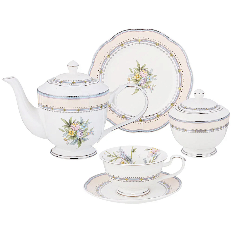 Чайный сервиз из фарфора на 6 персон 20 предметов Tea Flower Set Мульти в Москве | Loft Concept 