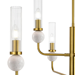 Люстра с 6-ю плафонами в форме стеклянных трубок и мраморных декоративных элементов Montreal варинант исполнения - 5 | Loft Concept в Москве