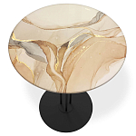 Стол журнальный круглый с бежевой столешницей из стекла Beige Marble варинант исполнения - 2 | Loft Concept в Москве