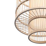 Подвесной светильник из деревянных прутьев с плафоном из натуральной ткани Light Inside the Cell варинант исполнения - 6 | Loft Concept в Москве