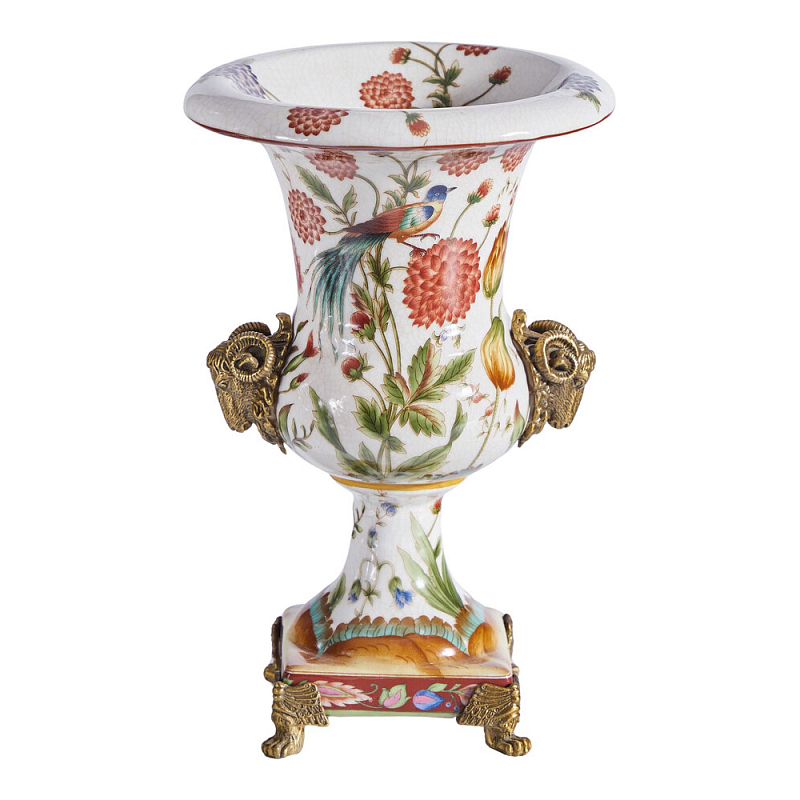 Ваза из фарфора с бронзовыми Овнами Bronze Aries Бронза Мульти в Москве | Loft Concept 