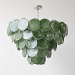 Люстра из зеленых стеклянных дисков с перламутровым эффектом Green Glowing Glaze варинант исполнения - 5 | Loft Concept в Москве