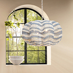 Круглая люстра волнистой формы декорированная бусами Blue White Stripes Wavy Chandelier варинант исполнения - 3 | Loft Concept в Москве