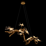 Люстра подвесная линейная с прозрачными стеклянными птичками на ветвях Serip Voa варинант исполнения - 5 | Loft Concept в Москве