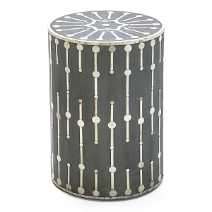 Приставной круглый столик с инкрустацией Mandika Bone Inlay Gray
