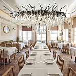 Люстра черная овальная с прозрачными стеклянными подвесками в форме капель FAIRYTREE Light варинант исполнения - 1 | Loft Concept в Москве