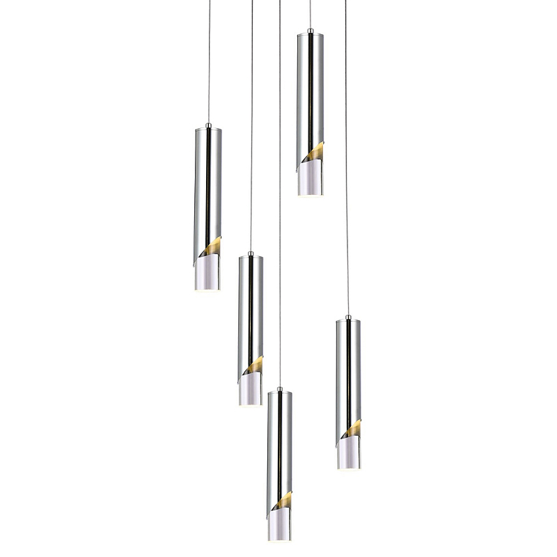   Metal Acrylic Tube Five Chrome Hanging Lamp     | Loft Concept 