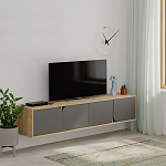 ТВ-тумба подвесная цвета древесины с 4-мя темно-серыми дверцами SPARK TV STAND OAK ANTHRACITE варинант исполнения - 3 | Loft Concept в Москве