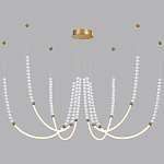 Люстра подвесная с 6-ю изогнутыми плафонами и белыми декоративными шариками PEARLS Suspension варинант исполнения - 3 | Loft Concept в Москве