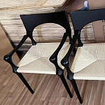 Стул дизайнерский с плетеным сидением Kronos Dining Chair Black варинант исполнения - 2 | Loft Concept в Москве