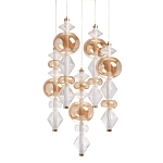 Люстра с плафонами из прозрачного и янтарного стекла в виде шаров и ромбов Gabriel Scott Luna варинант исполнения - 1 | Loft Concept в Москве