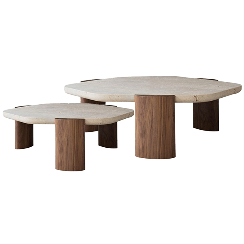   2-   Gene Stone Wooden Coffee Table -     | Loft Concept 