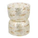 Приставной столик с мозаичным рисунком из раковин устриц Bone Inlay варинант исполнения - 1 | Loft Concept в Москве