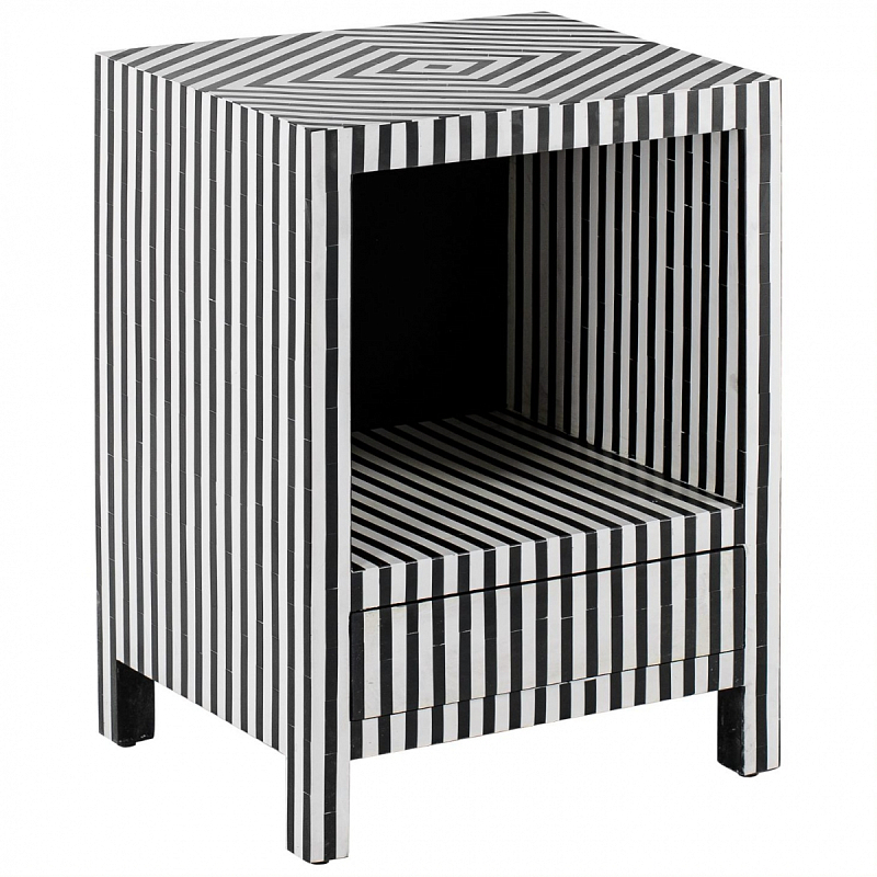  Black&white large storage Indian Bone Inlay nightstand -   | Loft Concept 