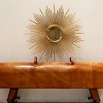 Зеркало-солнце круглое в раме из металла с золотыми с лучами Rays of Peace варинант исполнения - 2 | Loft Concept в Москве