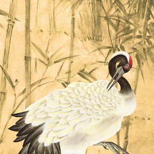 Обои ручная роспись Bamboo and Cranes