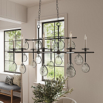 Люстра подвесная с 8-ю лампами и стеклянными круглыми подвесками Currey & Company варинант исполнения - 3 | Loft Concept в Москве