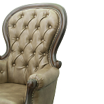 Кресло кожаное с мягкими подлокотниками на 4-х деревянных ножках Evelyn Classical Armchair варинант исполнения - 5 | Loft Concept в Москве