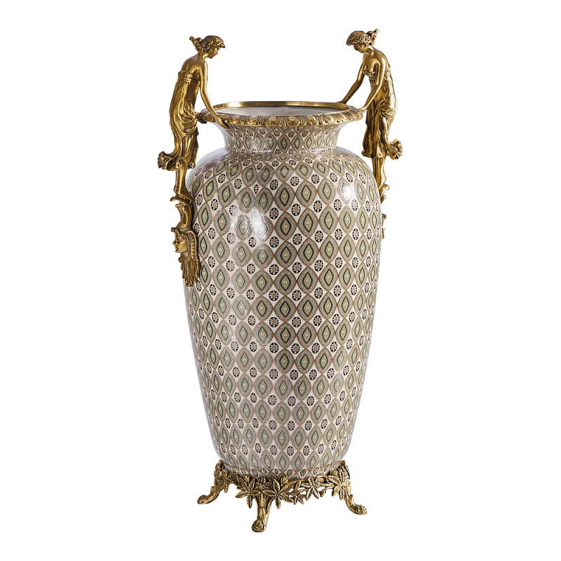 Ваза из фарфора декорированная ручками в виде девушек Paradise Maiden Бронза Мульти в Москве | Loft Concept 