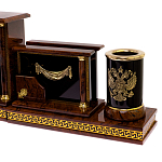 Настольный письменный набор с часами из природного камня обсидиана Royal Set варинант исполнения - 3 | Loft Concept в Москве