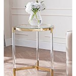 Золотой приставной столик с круглой стеклянной столешницей Weightless Table варинант исполнения - 8 | Loft Concept в Москве