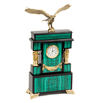 Часы настольные из натурального камня Малахит с декором в виде орла Eagle Stone Clock варинант исполнения - 2 | Loft Concept в Москве