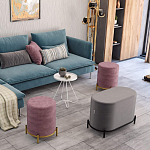 Банкетка круглая пыльно-розовый велюр на 4-х металлических ножках золотого цвета SANJAY варинант исполнения - 6 | Loft Concept в Москве