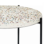 Кофейный столик с круглой разноцветной столешницей на 4-х черных ножках Multicolored Stone Composite варинант исполнения - 2 | Loft Concept в Москве