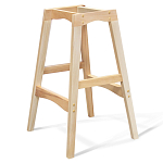 Барный стул со спинкой и подлокотниками на 4-х деревянных ножках Бежевый Велюр Ava Charm варинант исполнения - 3 | Loft Concept в Москве