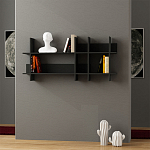Полка прямая подвесная двухъярусная цвета антрацит BEADS BOOKCASE ANTHRACITE варинант исполнения - 1 | Loft Concept в Москве