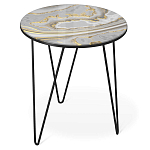 Стол журнальный c круглой столешницей из стекла серого цвета Gray and Gold Marble варинант исполнения - 1 | Loft Concept в Москве