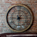 Часы настенные деревянные с римскими цифрами чёрного цвета Clock with History варинант исполнения - 2 | Loft Concept в Москве