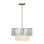 Люстра круглая с подвесками из текстурированного стекла молочного цвета Hinkley варинант исполнения - 9 | Loft Concept в Москве