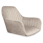 Барный стул со спинкой и подлокотниками на 4-х коричневых деревянных ножках Бежевый Велюр Ava Charm варинант исполнения - 5 | Loft Concept в Москве