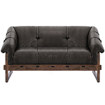 Двухместный диван Duncan винтажная черная кожа варинант исполнения - 1 | Loft Concept в Москве