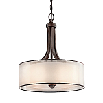 Люстра подвесная с двойным круглым плафоном из органзы и матового стекла Kichler варинант исполнения - 5 | Loft Concept в Москве