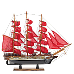 Декоративная модель деревянного парусника с красными парусами в подарочной упаковке With The low варинант исполнения - 1 | Loft Concept в Москве