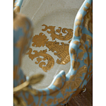 Чаша голубого цвета с оранментом и и бронзовыми фигурами леопардов Eden Garden варинант исполнения - 11 | Loft Concept в Москве