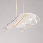 Люстра линейная с 3-мя белыми волнистыми плафонами Wave Line варинант исполнения - 7 | Loft Concept в Москве