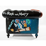 Кресло "Умный Умник" Rick and Morty graffiti chair натуральная кожа  варинант исполнения - 3 | Loft Concept в Москве