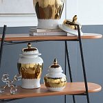 Ваза белая с крышкой и золотистыми фрагментами 24 см Chinoiserie Ceramics варинант исполнения - 4 | Loft Concept в Москве