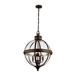 Подвесной светильник бронзового цвета с прозрачным стеклянным плафоном в форме шара в индустриальном стиле на цепи 4 лампы Feiss варинант исполнения - 2 | Loft Concept в Москве