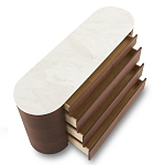 Дизайнерский комод овальной формы с белой столешницей и 4-мя ящиками Gioli варинант исполнения - 1 | Loft Concept в Москве