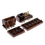 Часы настольные в виде паровоза из натурального камня Обсидиан Train Stone Clock варинант исполнения - 3 | Loft Concept в Москве