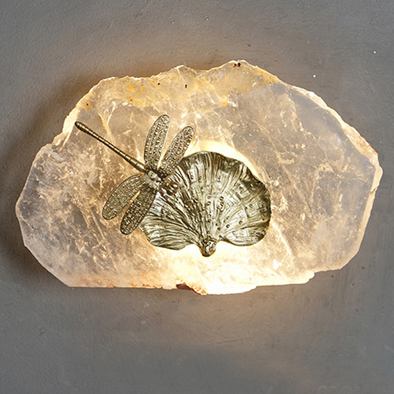 Бра Декоративный лист с стрекозой Glacial Fragment Медь Прозрачный Бра Декоративный лист с стрекозой Glacial Fragment Медь Прозрачный в Москве | Loft Concept