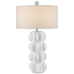 Настольная лампа белая с тканевым абажуром в форме цилиндра Morphing варинант исполнения - 3 | Loft Concept в Москве