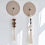 Аксессуар на стену диск с деревянными бусинами Wall Decor Thread Disc  варинант исполнения - 1 | Loft Concept в Москве