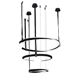 Люстра подвесная с 3-мя кольцами из кожаных ремней черного цвета Half Ring Horizontal  варинант исполнения - 2 | Loft Concept в Москве