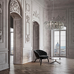 Люстра подвесная круглая с изогнутыми металлическими дугами и ниспадающими цепочками 65 см Atlantis Chain варинант исполнения - 18 | Loft Concept в Москве